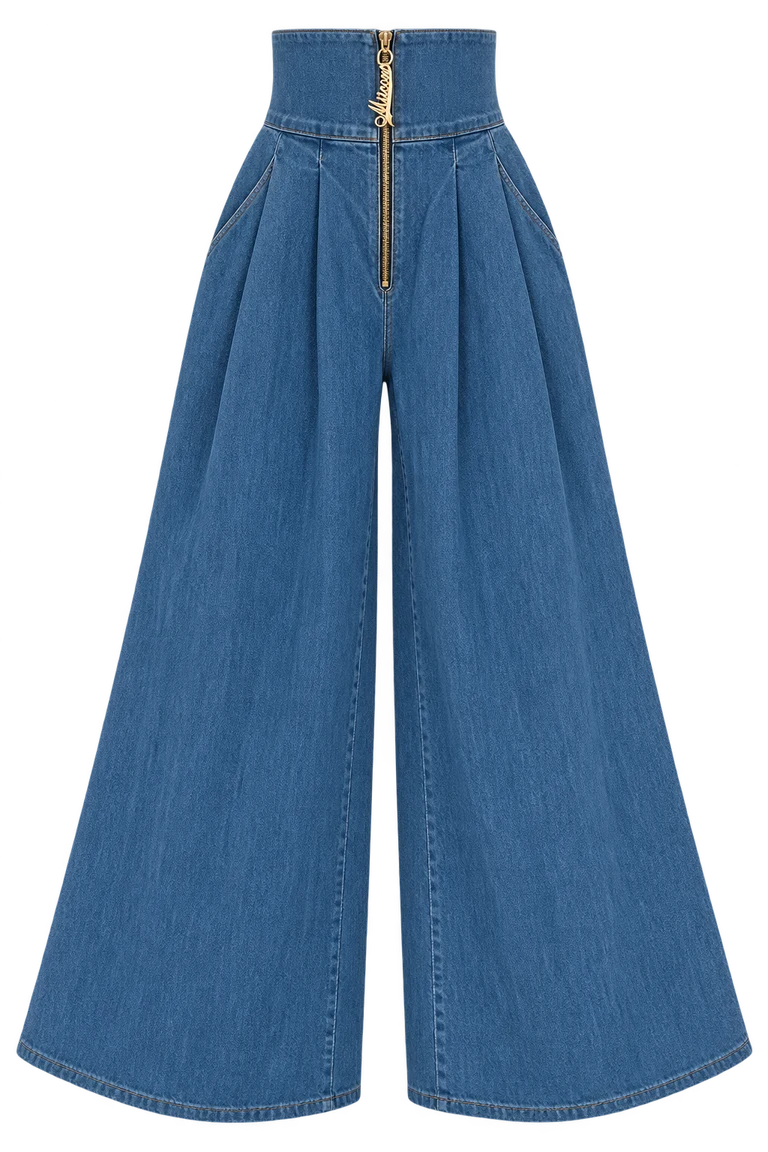 Denim Allure Top and Bottom — Default appearance — bottom front; reference-based garment reconstruction