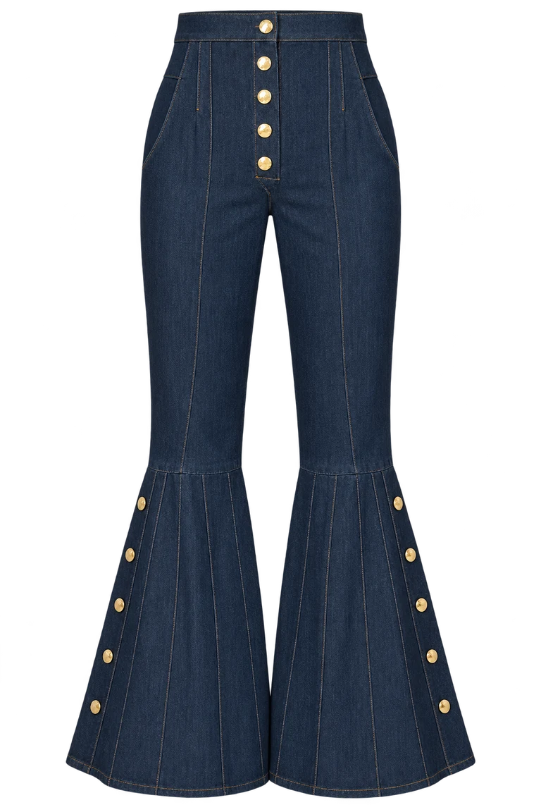 Denim Miiconic Set — Default appearance — bottom front; reference-based garment reconstruction