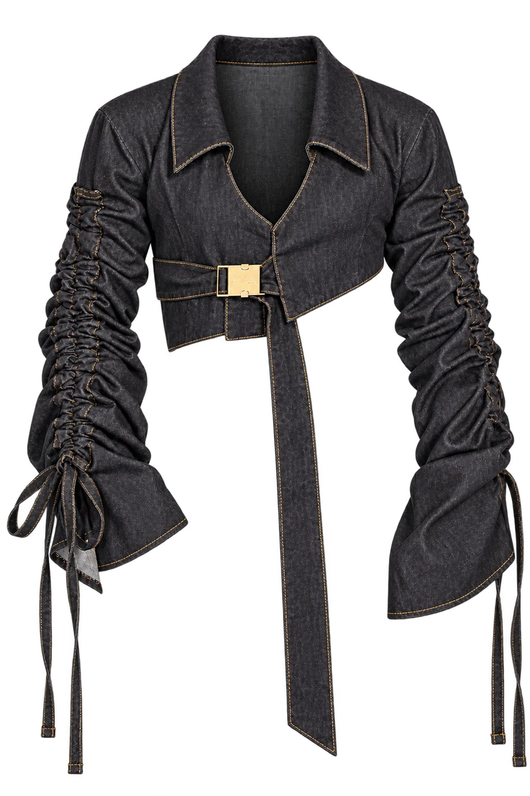 Eclipse Denim Set — Default appearance — top front; reference-based garment reconstruction