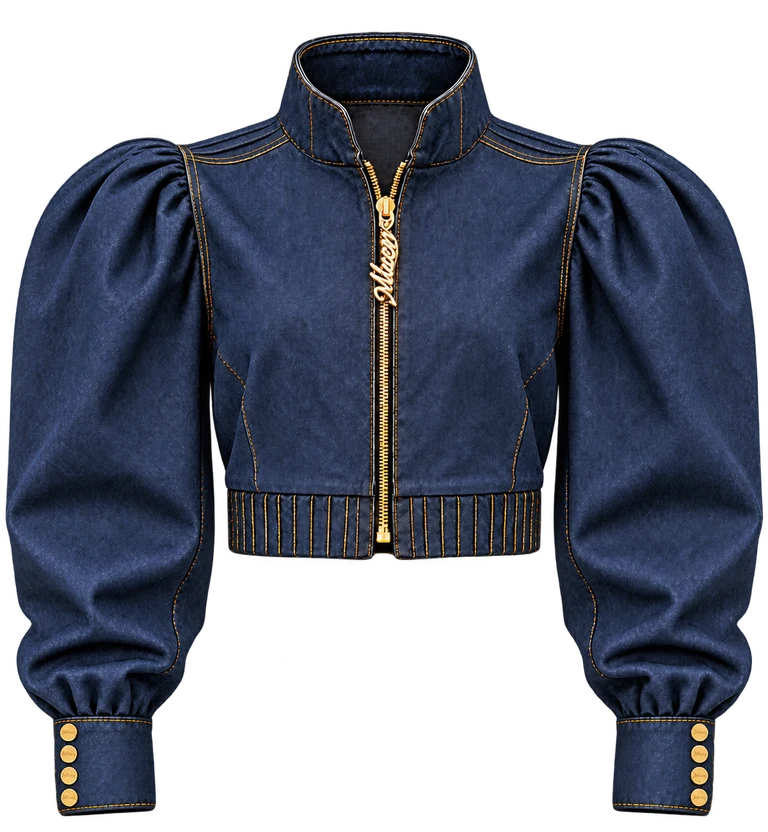 Denim Miiconic Set — Default appearance — top front; reference-based garment reconstruction