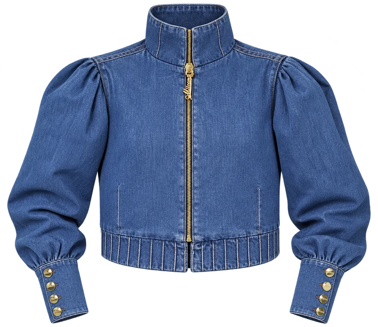 Denim Miiconic set — Default appearance — top front; reference-based garment reconstruction