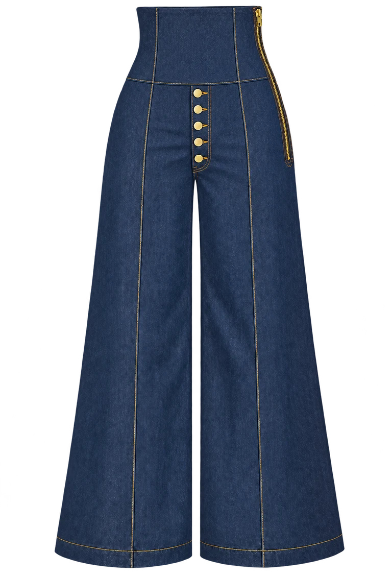 Denim Allure Set — Default appearance — bottom front; reference-based garment reconstruction