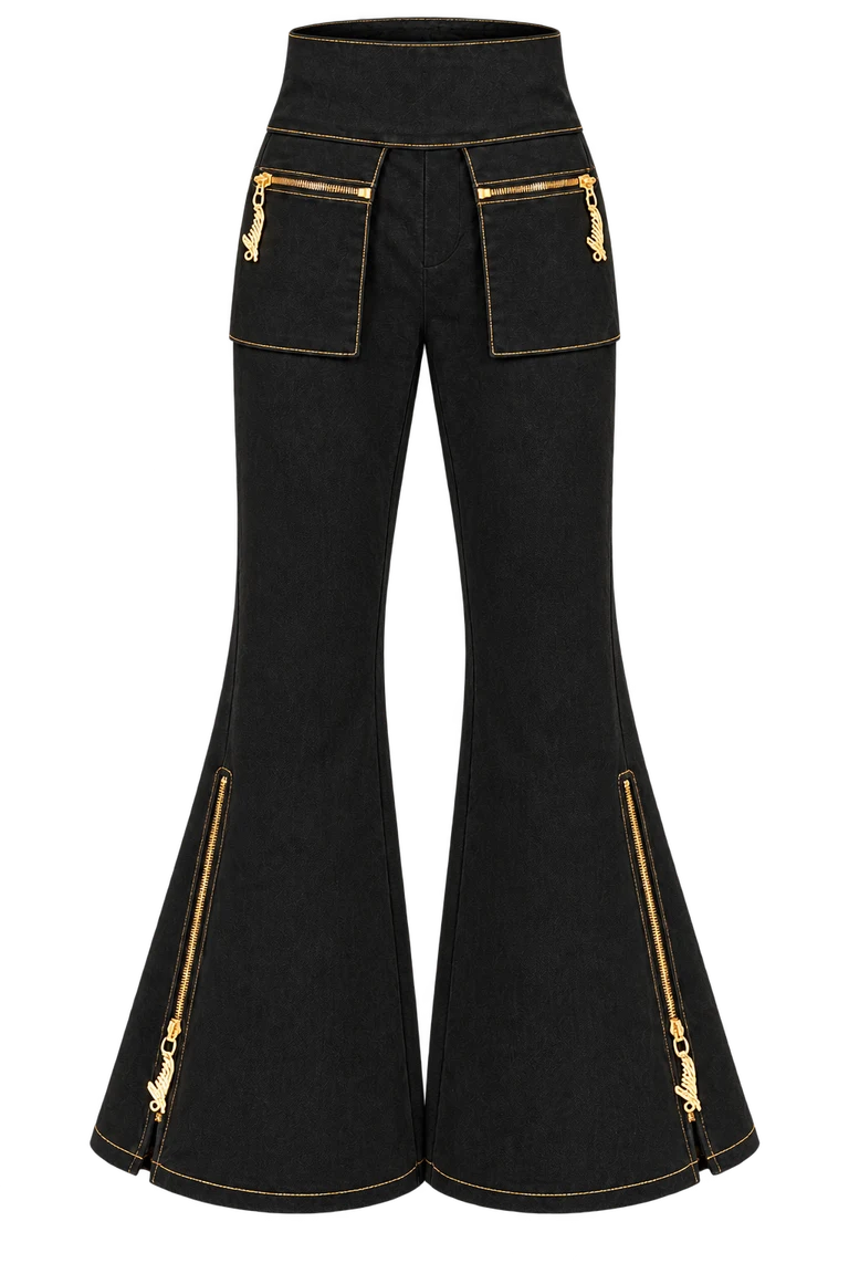 Midnight Flare Set — Default appearance — bottom front; reference-based garment reconstruction