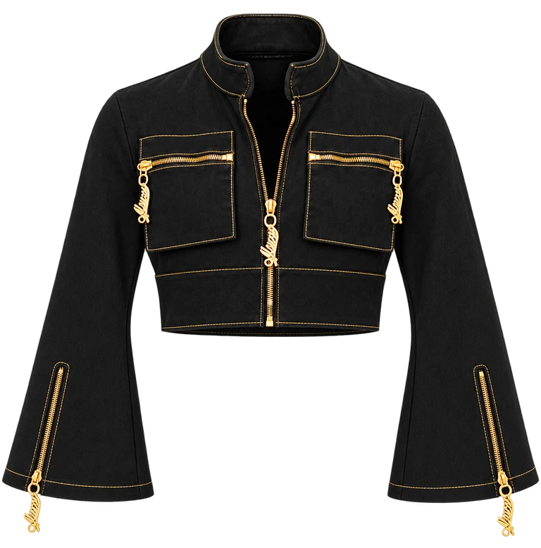 Midnight Flare Set — Default appearance — top front; reference-based garment reconstruction
