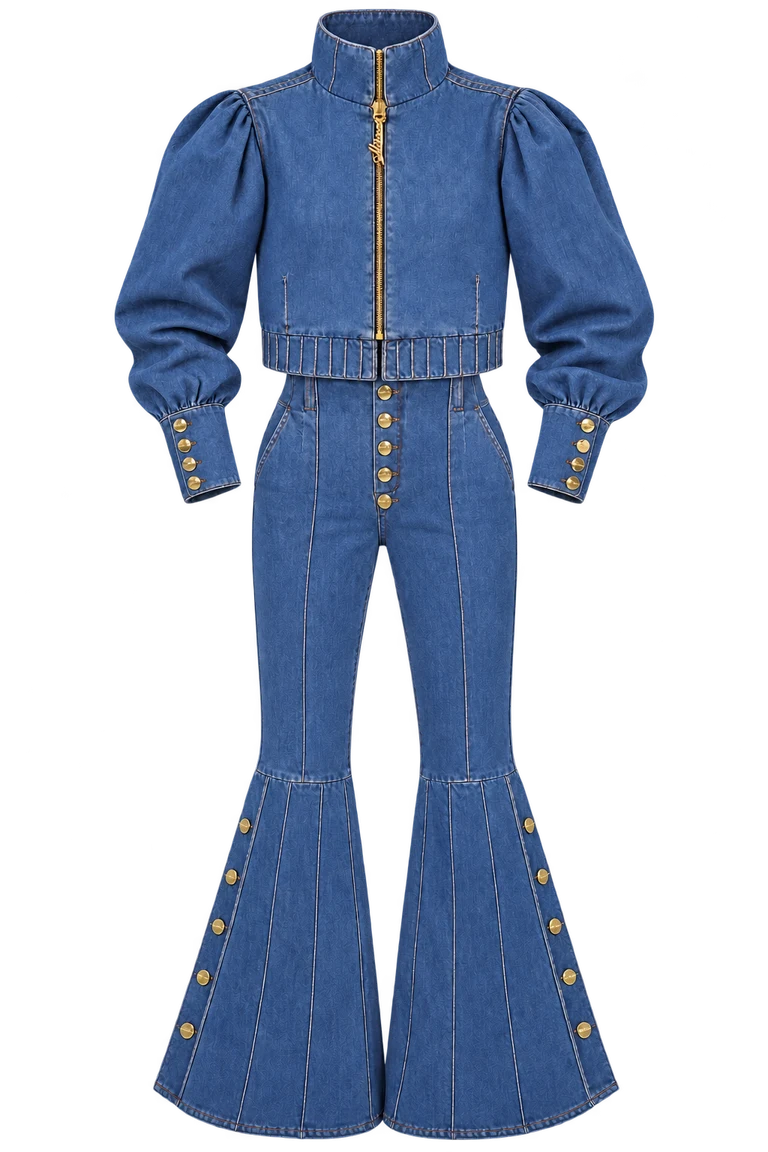 Denim Miiconic set — complete outfit without model
