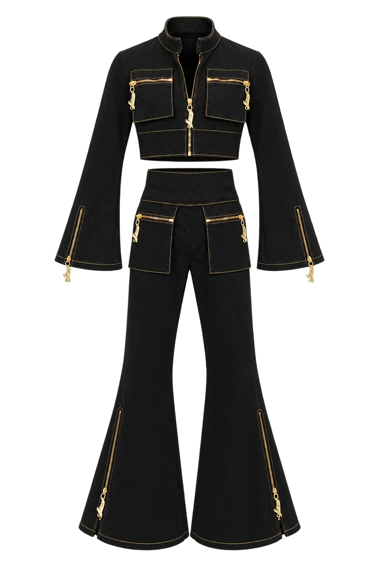 Midnight Flare Set — complete jacket and flared trousers