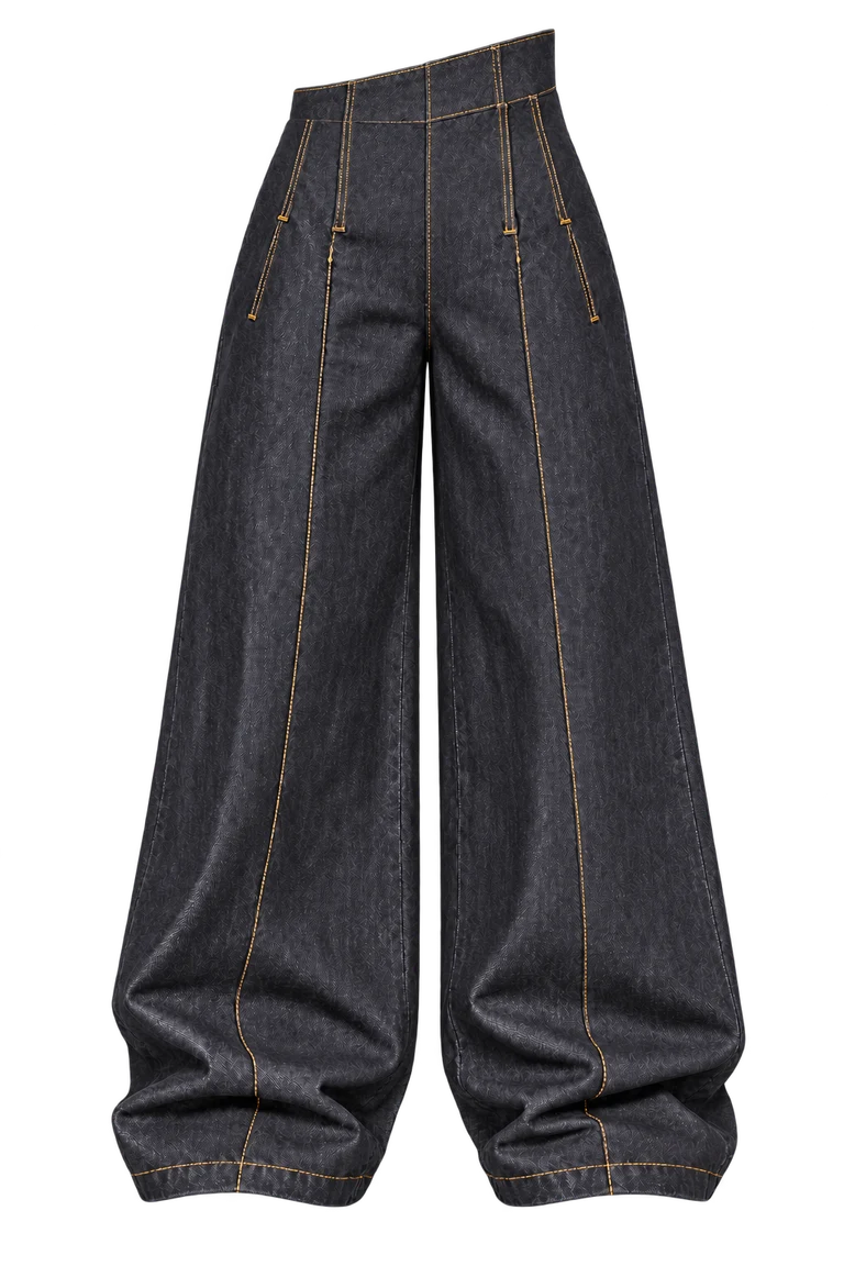 Eclipse Denim Set — Default appearance — bottom front; reference-based garment reconstruction