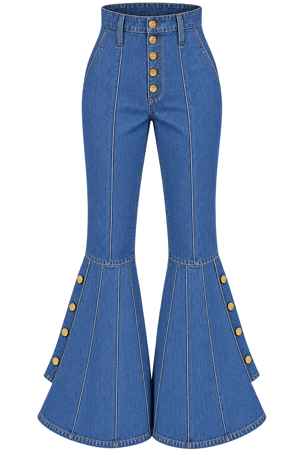 Denim Miiconic set — Default appearance — bottom front; reference-based garment reconstruction