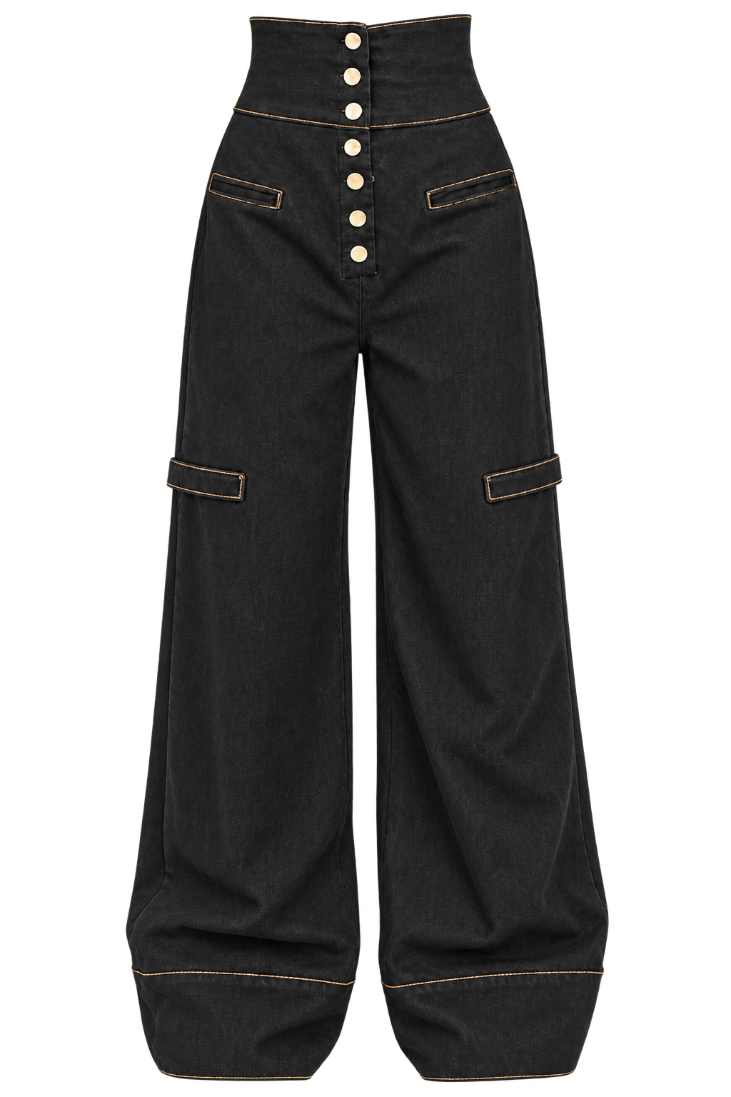 Denim Noir Majesty Set — Default appearance — bottom front; reference-based garment reconstruction