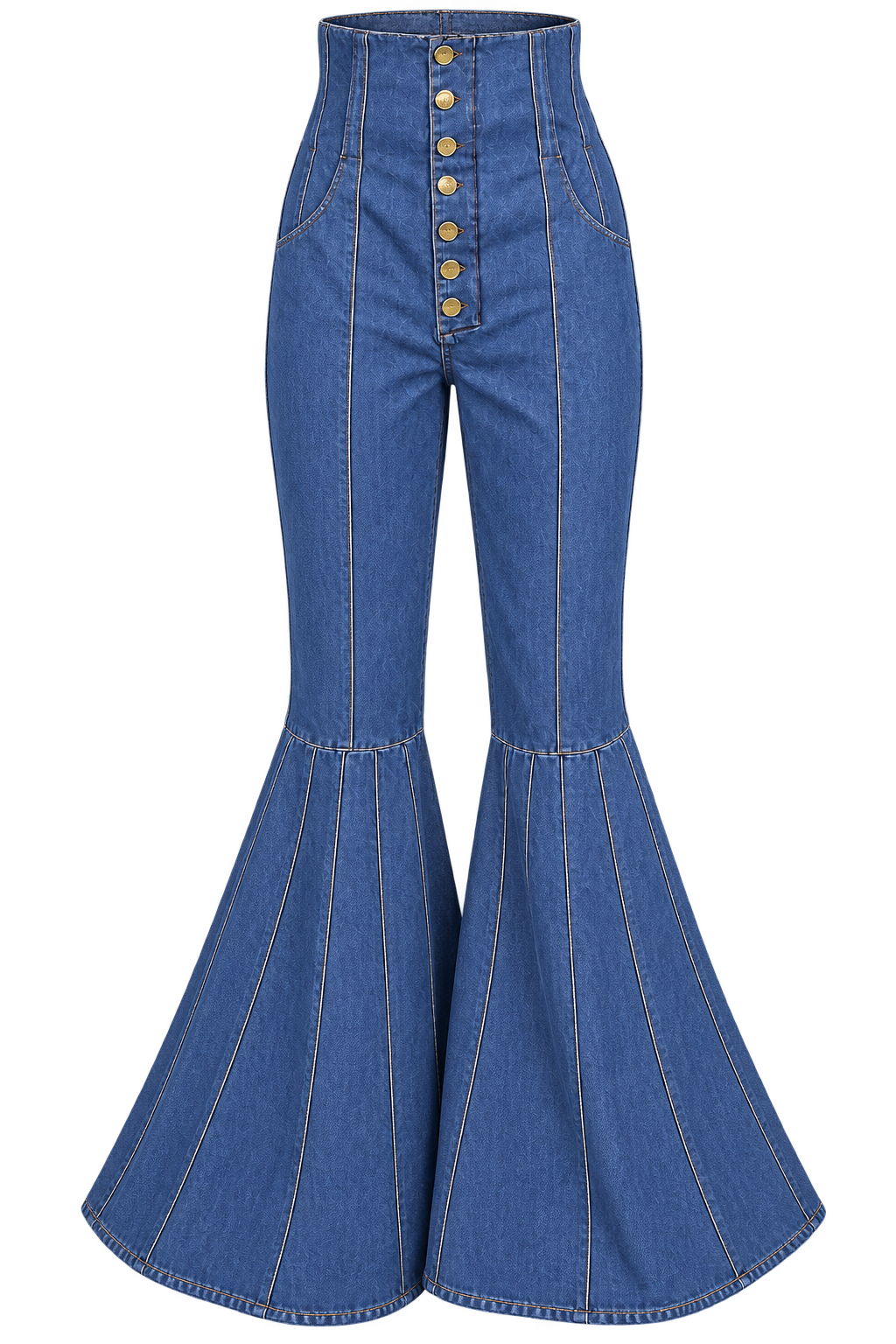 Sapphire Stride Denim Robe — Indigo — bottom front; reference-based garment reconstruction