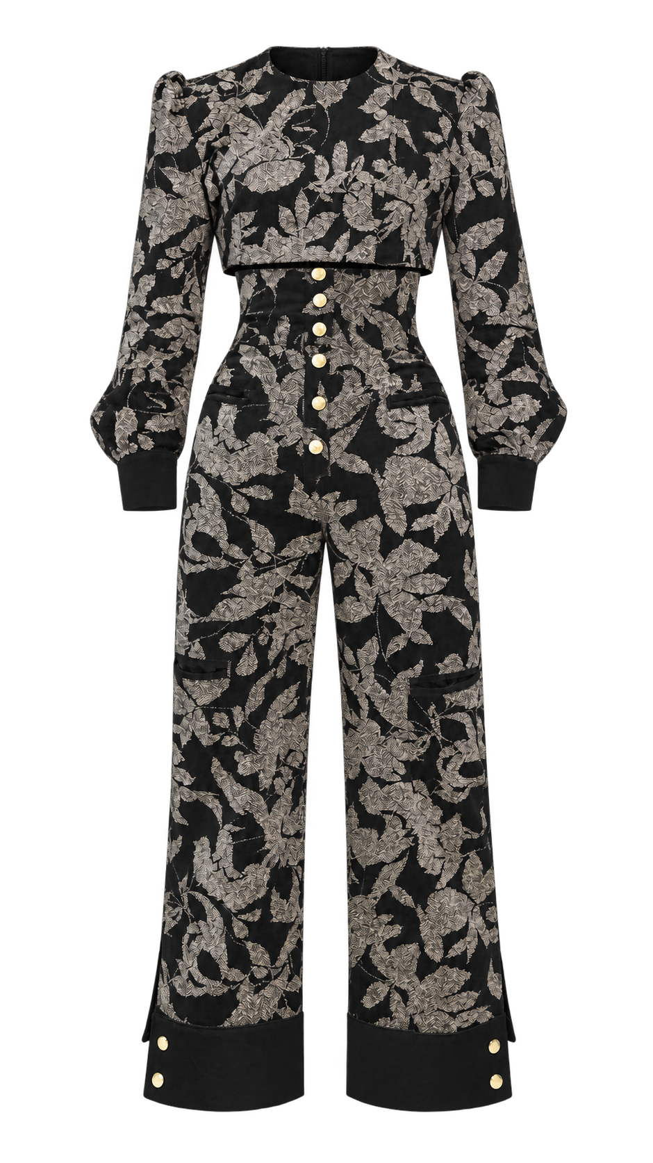 Genteel Corduroy Halter jacket with Extra High Waist Button Pant — complete outfit without model