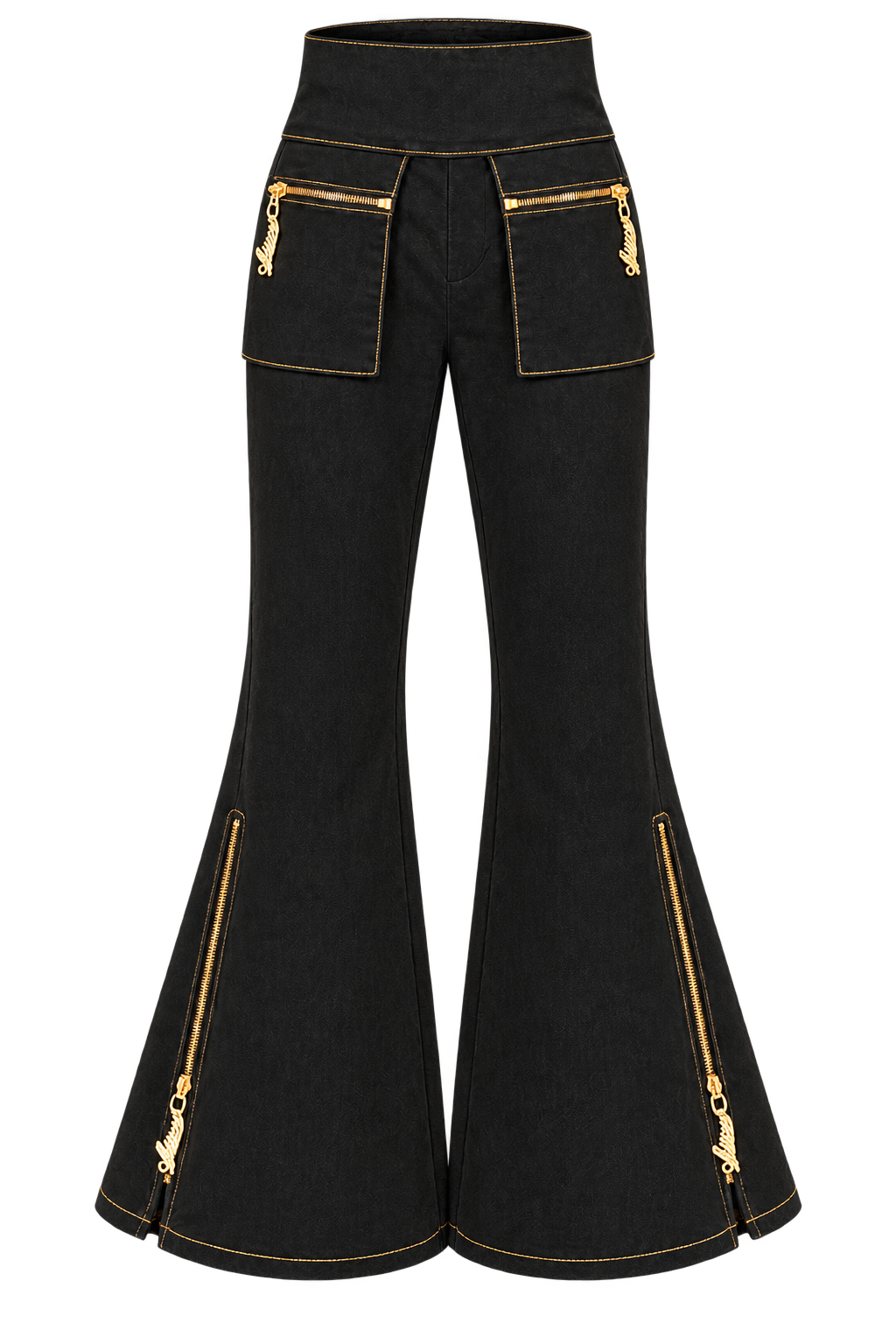 Midnight Flare Set — Default appearance — bottom front; reference-based garment reconstruction
