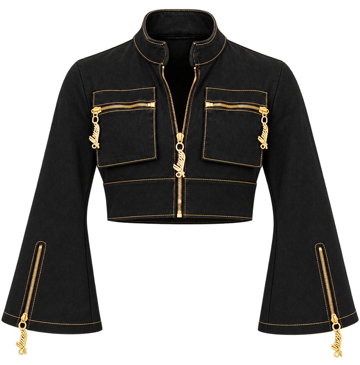 Midnight Flare Set — Default appearance — top front; reference-based garment reconstruction
