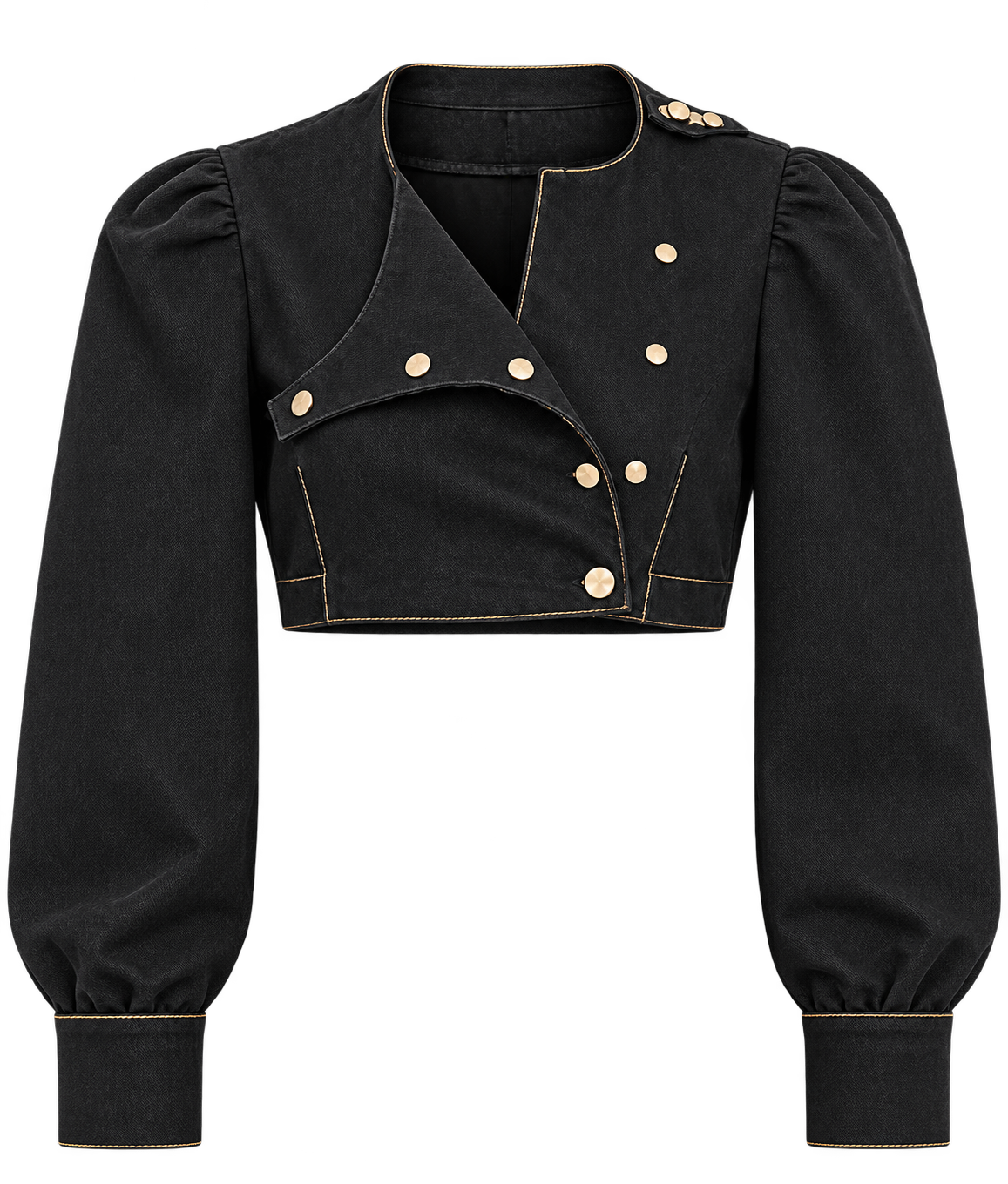 Denim Noir Majesty Set — Default appearance — top front; reference-based garment reconstruction